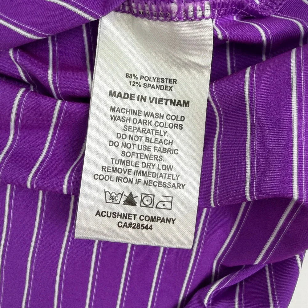 FootJoy Mens ProDry Golf Polo Shirt‎ Purple White Striped Estero CC Logo Large